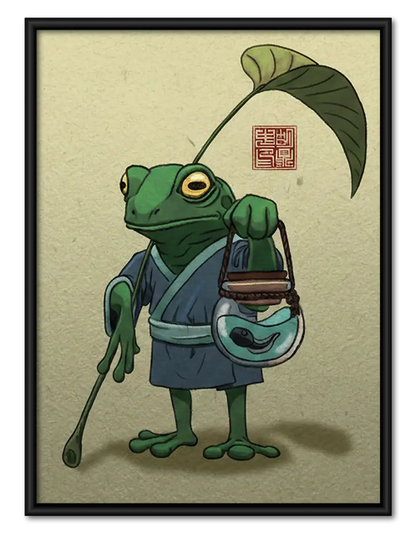 Frog Traveler with Leaf Umbrella Wall Art 1
