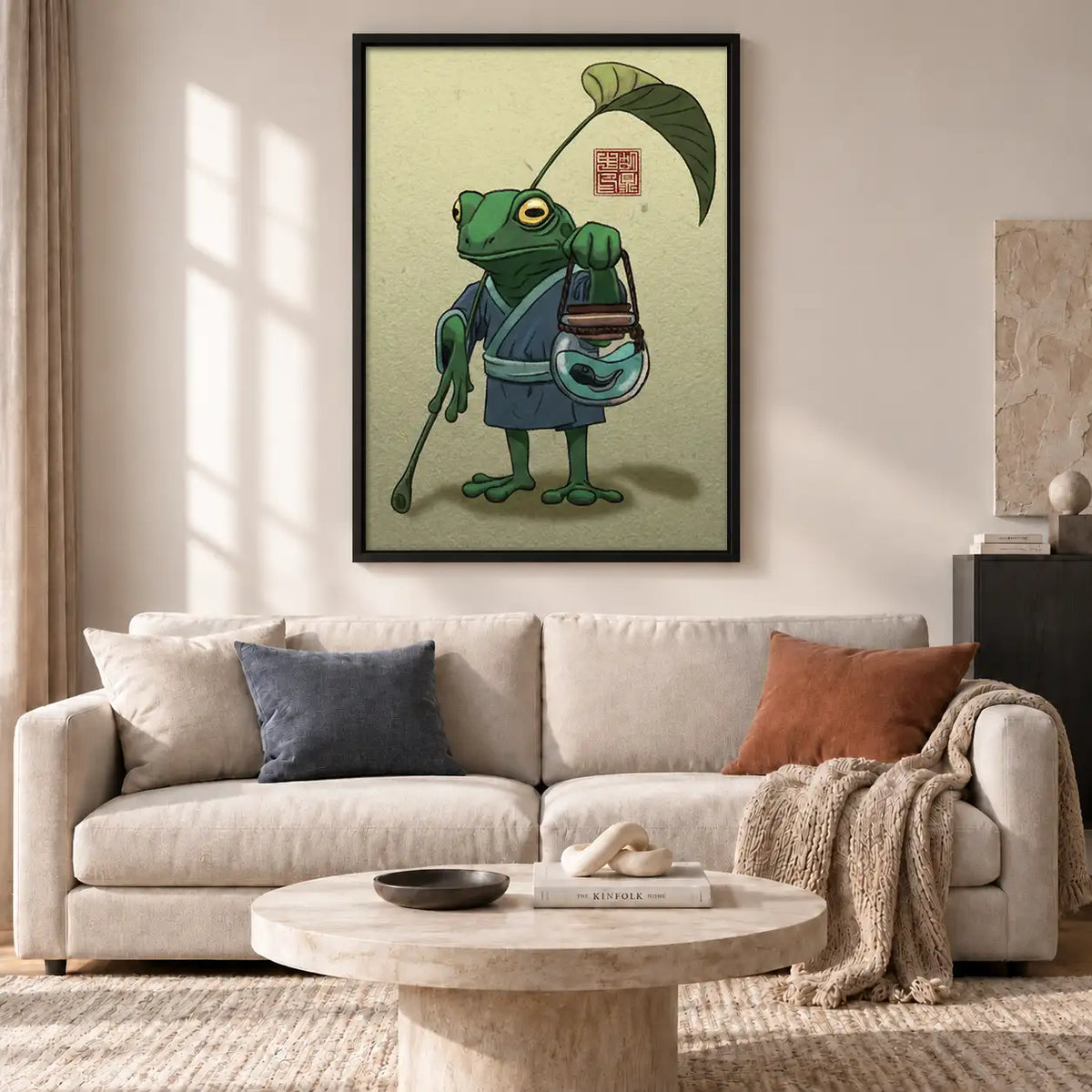 Frog Traveler with Leaf Umbrella Wall Art 2