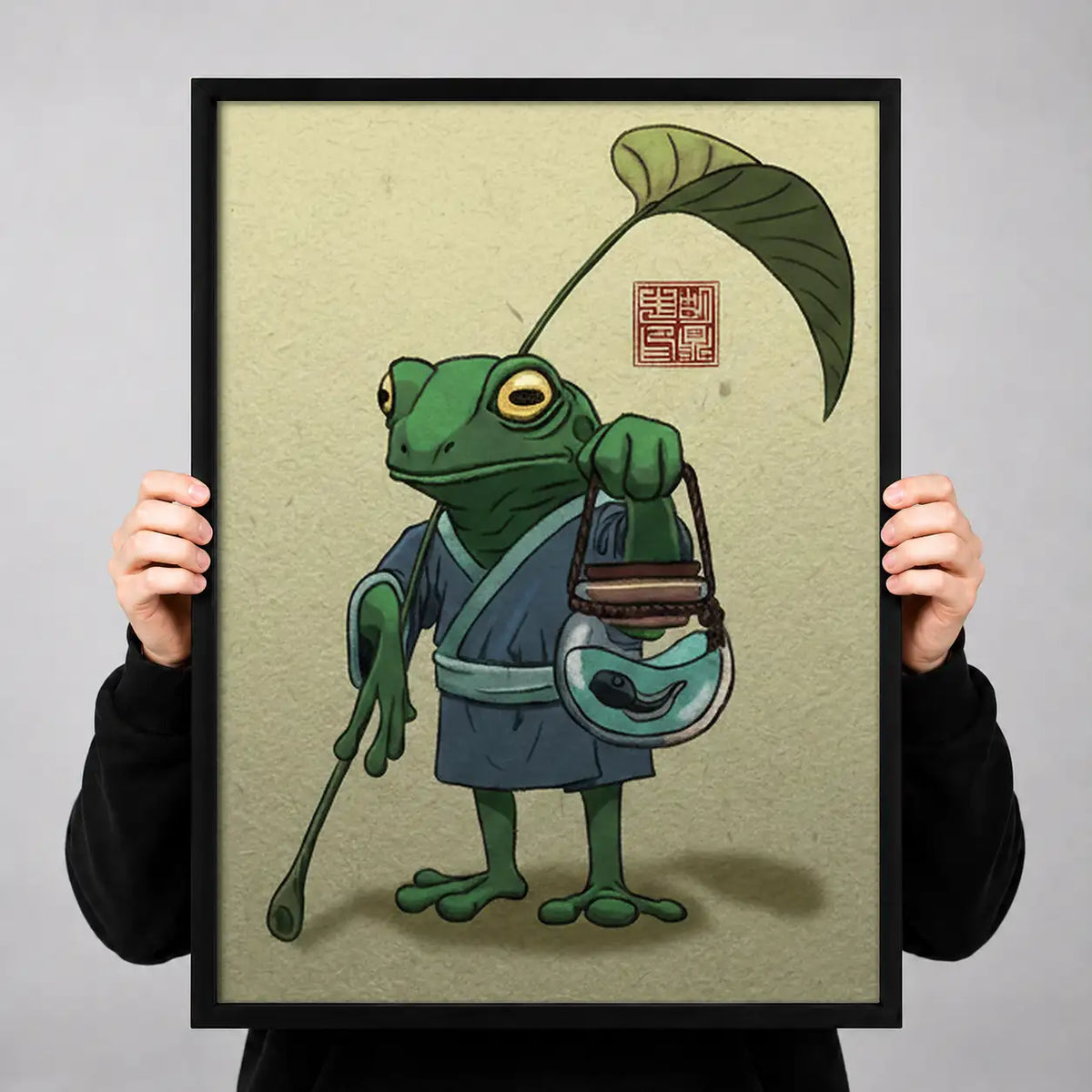 Frog Traveler with Leaf Umbrella Wall Art 3