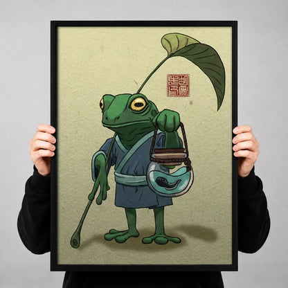 Frog Traveler with Leaf Umbrella Wall Art 3