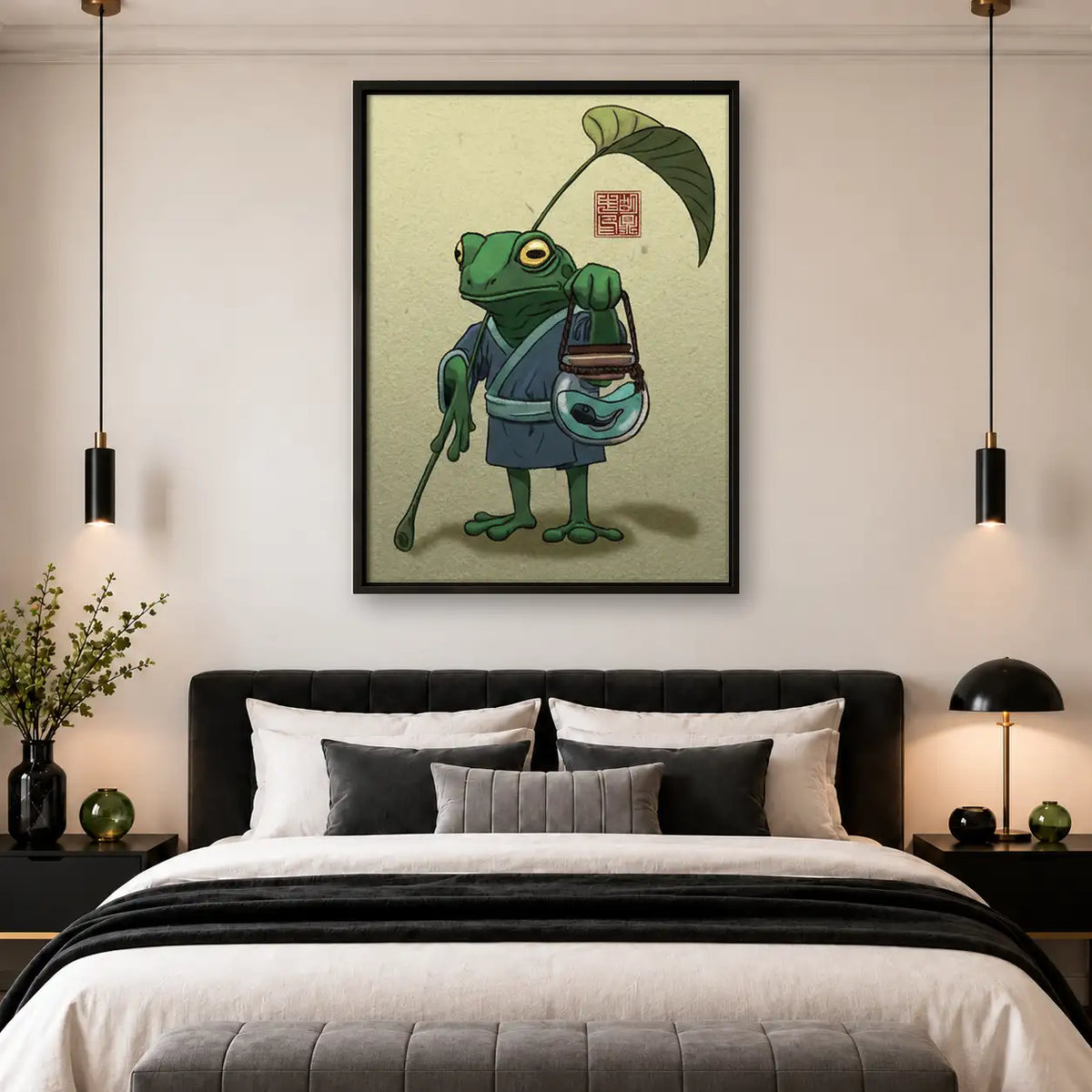 Frog Traveler with Leaf Umbrella Wall Art 4