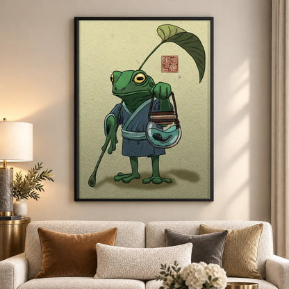 Frog Traveler with Leaf Umbrella Wall Art 5