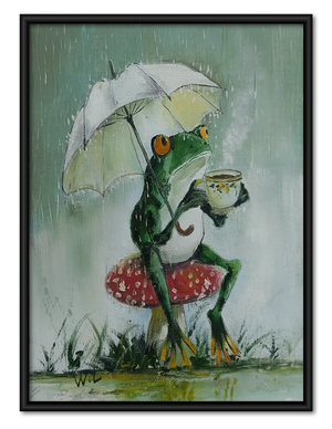 Frog Walking with Umbrella Wall Art