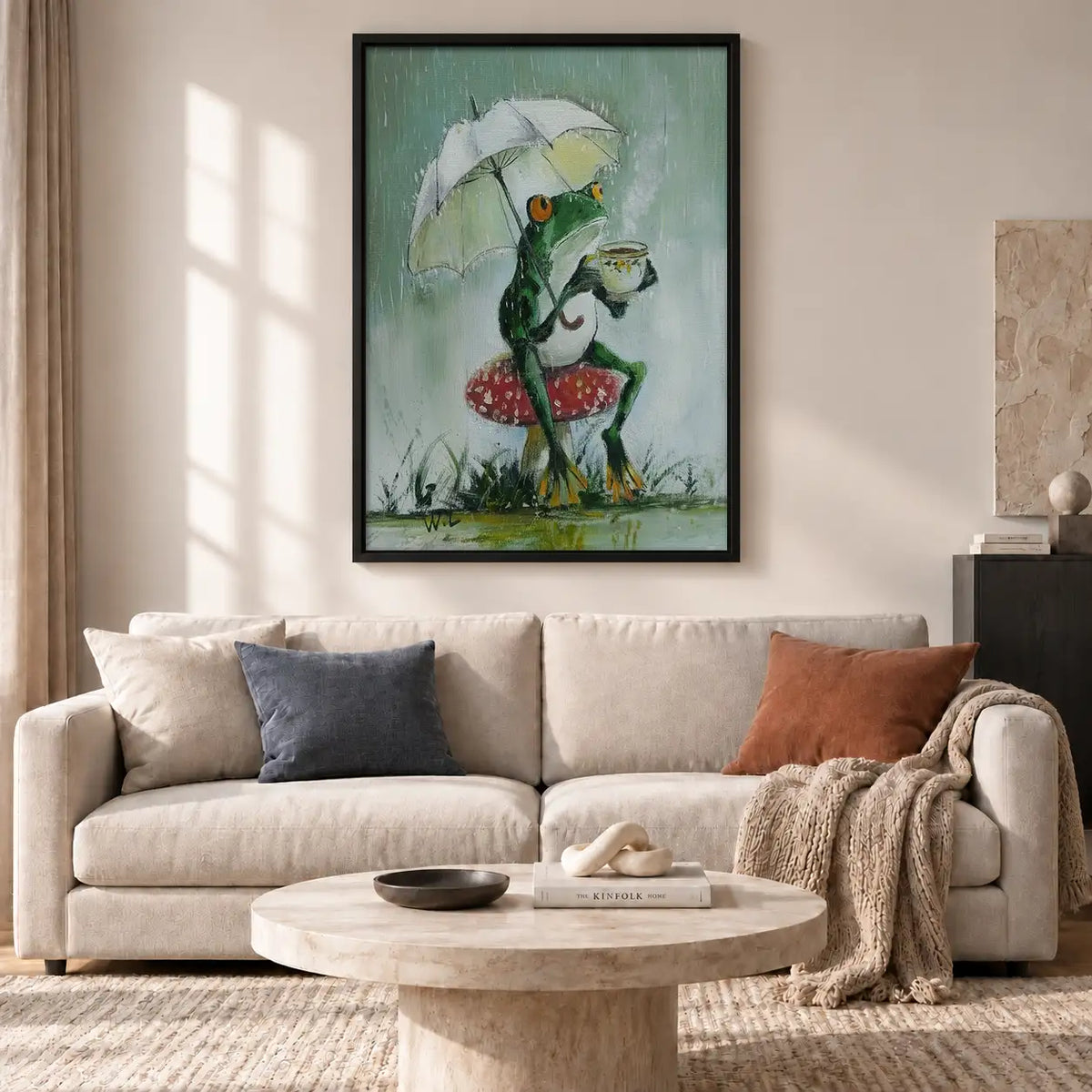 Frog Walking with Umbrella Wall Art 2