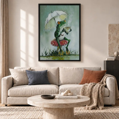 Frog Walking with Umbrella Wall Art 2