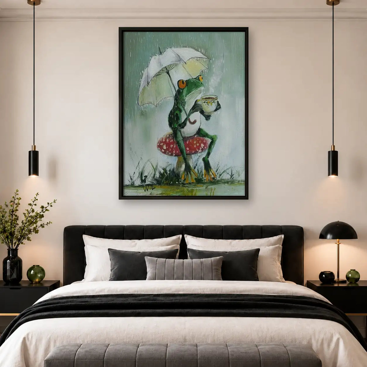 Frog Walking with Umbrella Wall Art 4