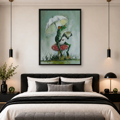 Frog Walking with Umbrella Wall Art 4