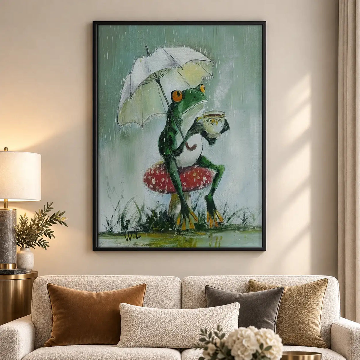 Frog Walking with Umbrella Wall Art 5