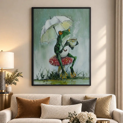 Frog Walking with Umbrella Wall Art 5