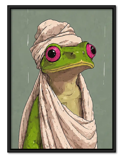 Frog Wearing Pink Bathrobe Wall Art