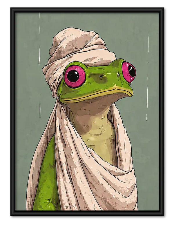 Frog Wearing Pink Bathrobe Wall Art