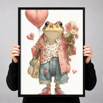Frog with Pink Balloon and Flowers Wall Art 3