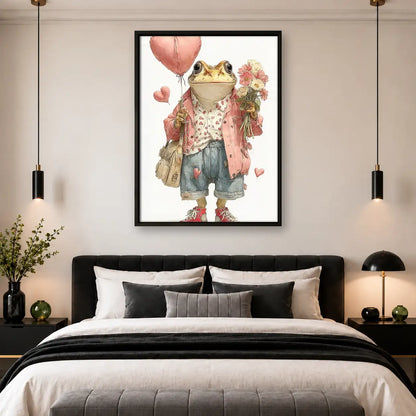 Frog with Pink Balloon and Flowers Wall Art 4