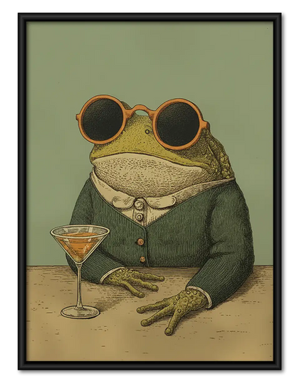 Frog with Sunglasses and Martini Wall Art