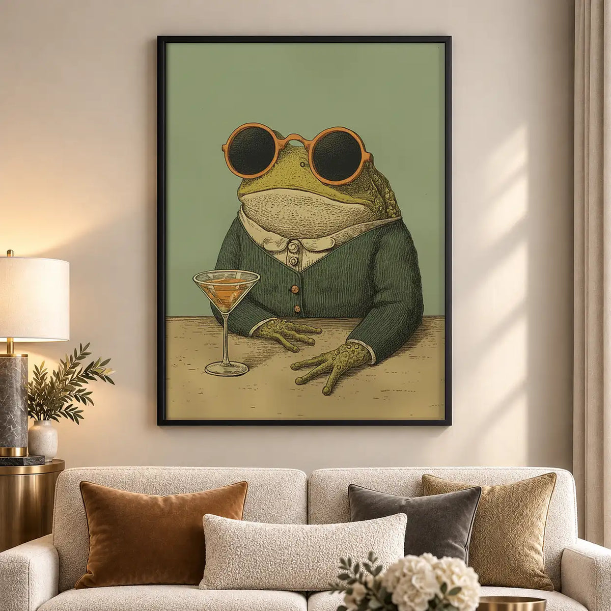 Frog with Sunglasses and Martini Wall Art 5