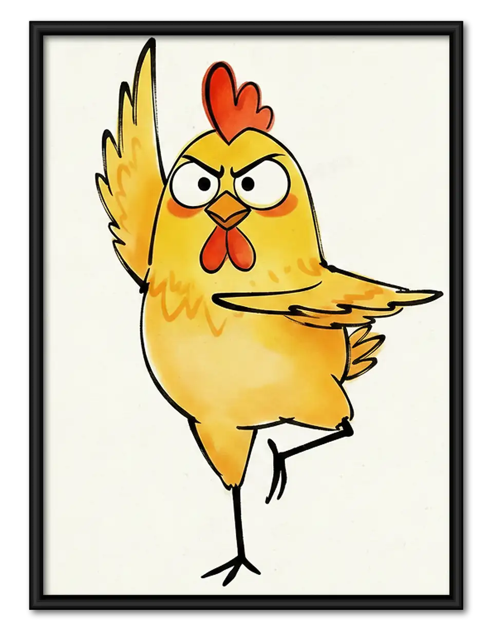 Funky Yellow Chicken Character Wall Art 1