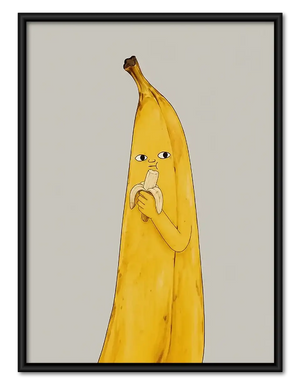 Funny Banana Character on White Wall Art