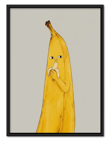 Funny Banana Character on White Wall Art