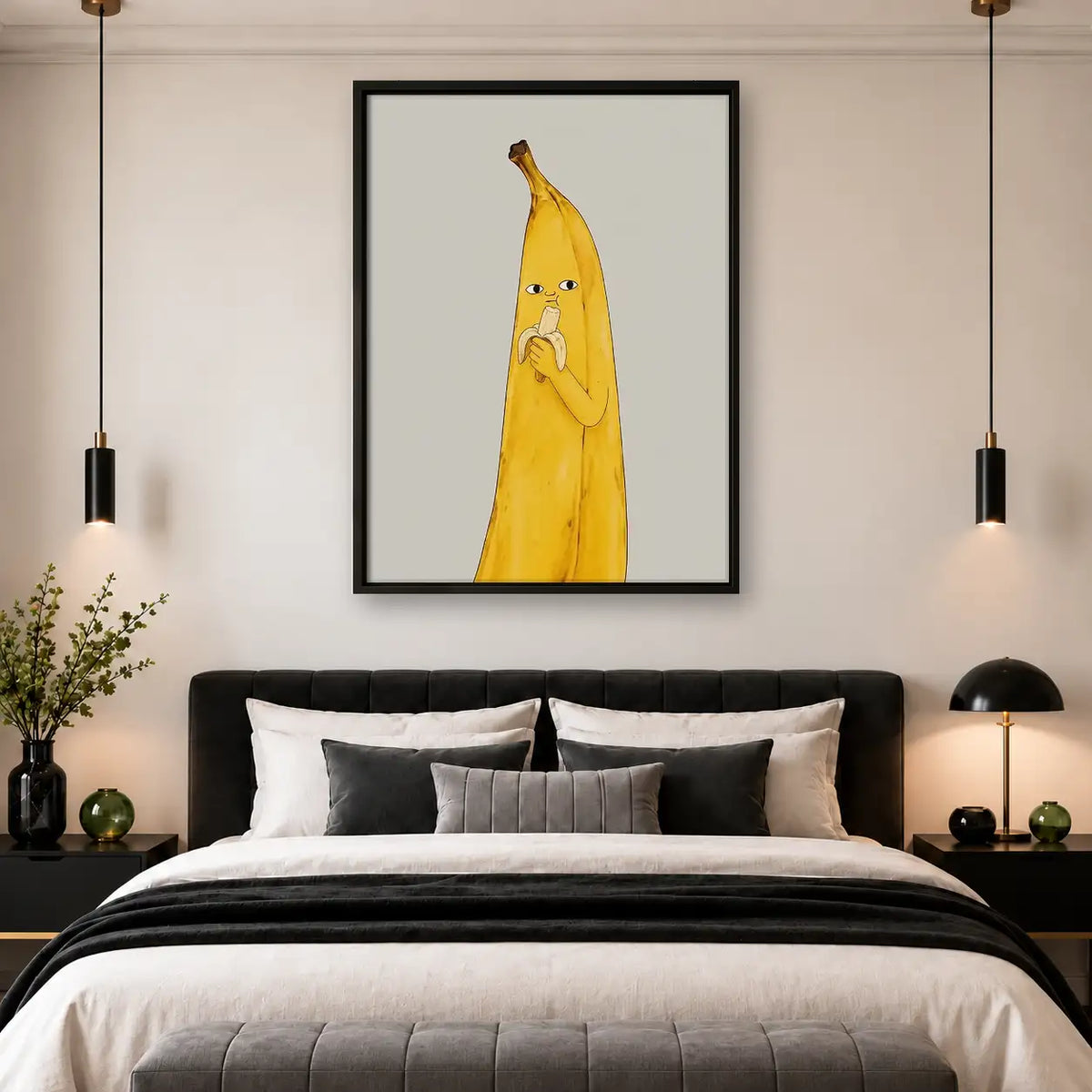 Funny Banana Character on White Wall Art 4