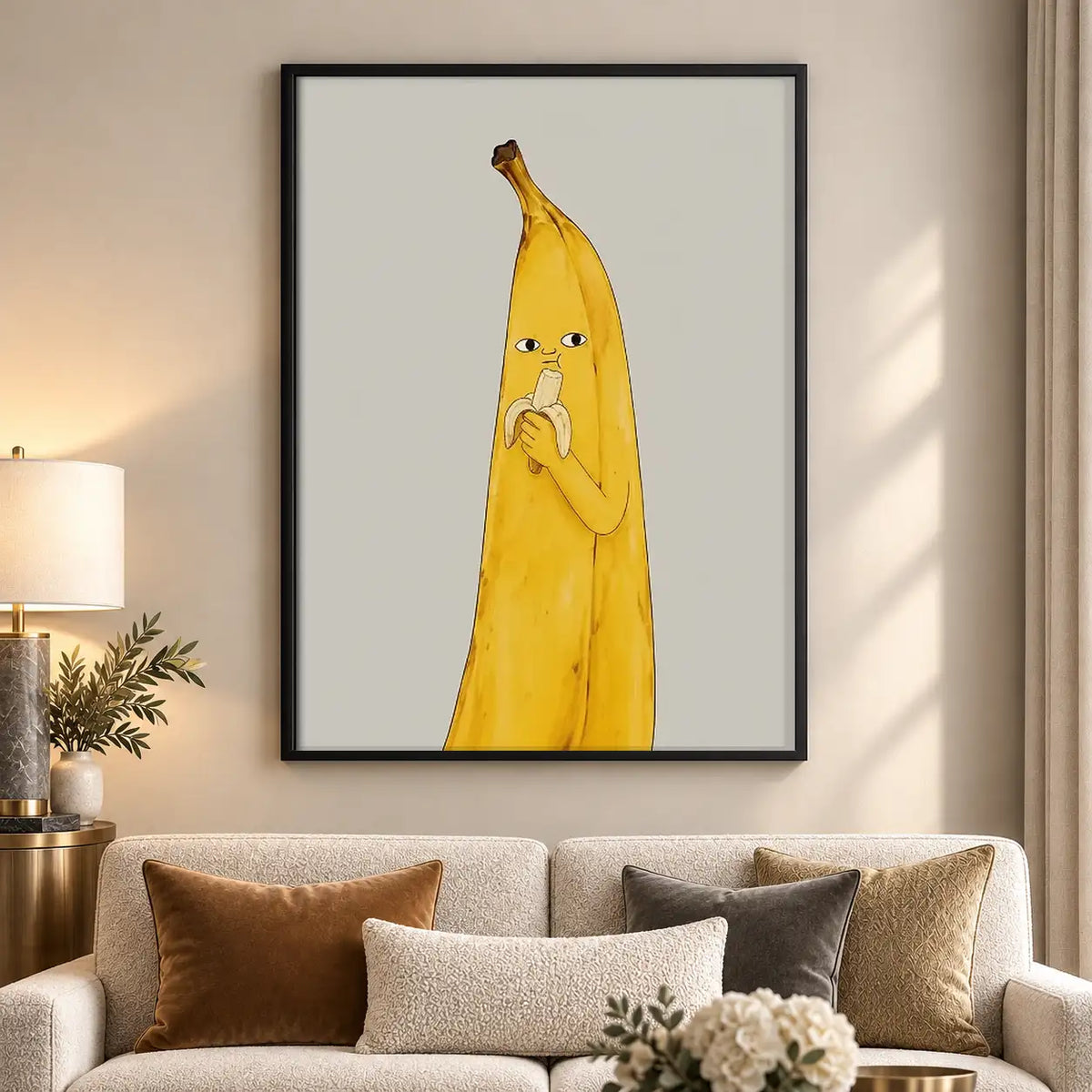 Funny Banana Character on White Wall Art 5