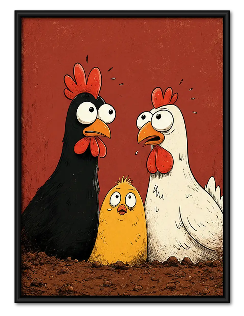 Funny Chicken Trio Wall Art 1