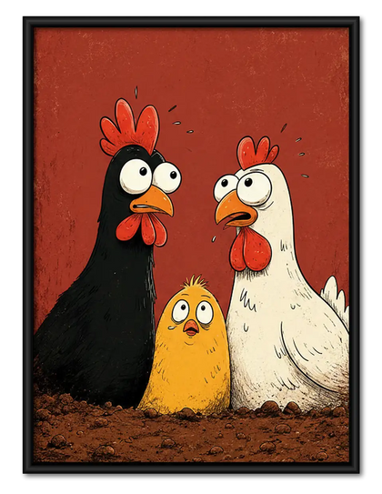 Funny Chicken Trio Wall Art
