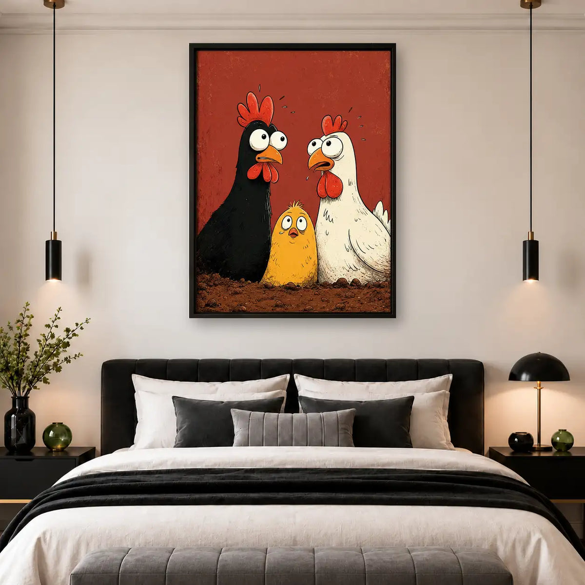 Funny Chicken Trio Wall Art 4