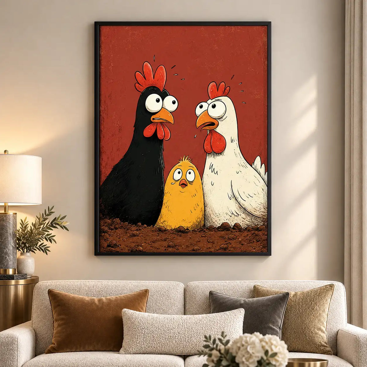 Funny Chicken Trio Wall Art 5