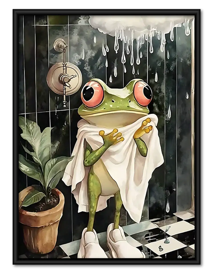 Funny Frog Bathroom Mirror Wall Art