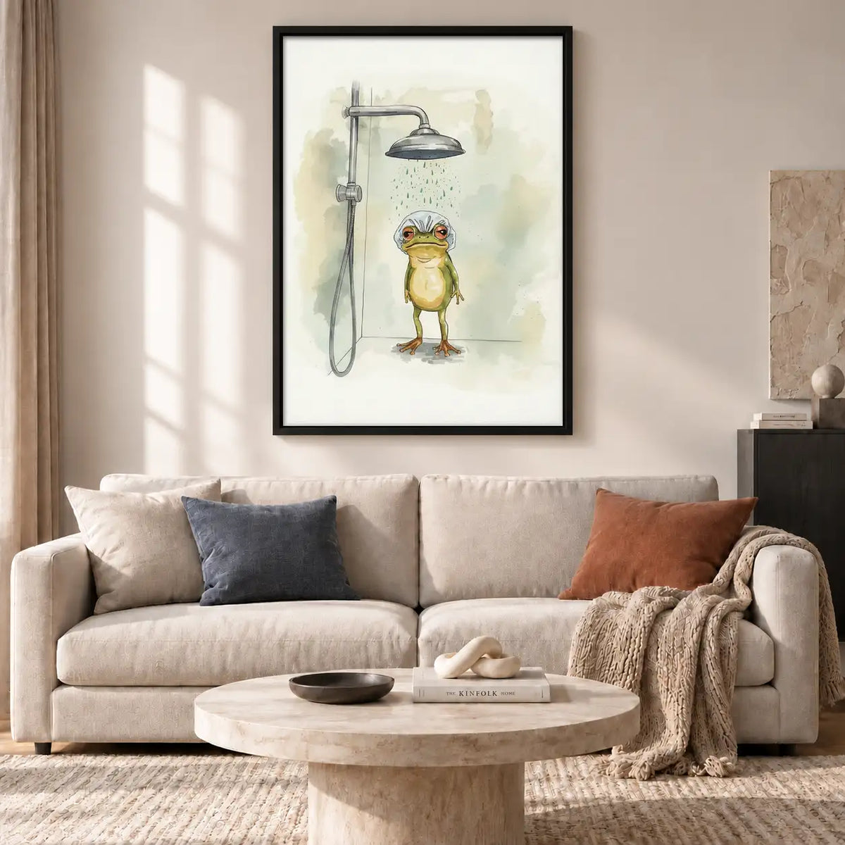 Funny Frog Taking a Shower Wall Art 2