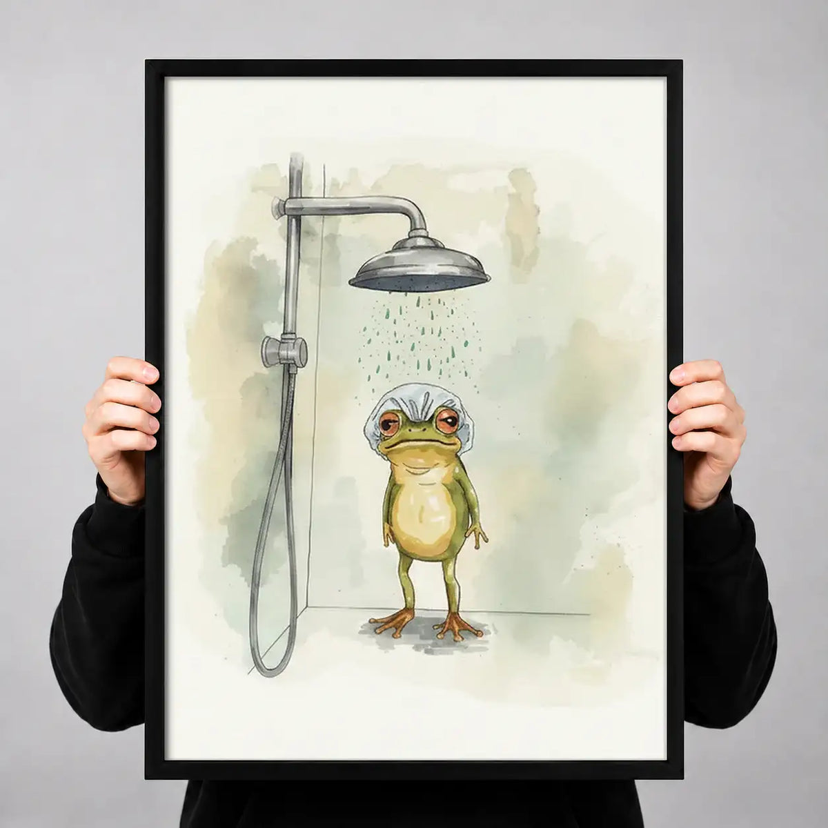 Funny Frog Taking a Shower Wall Art 3
