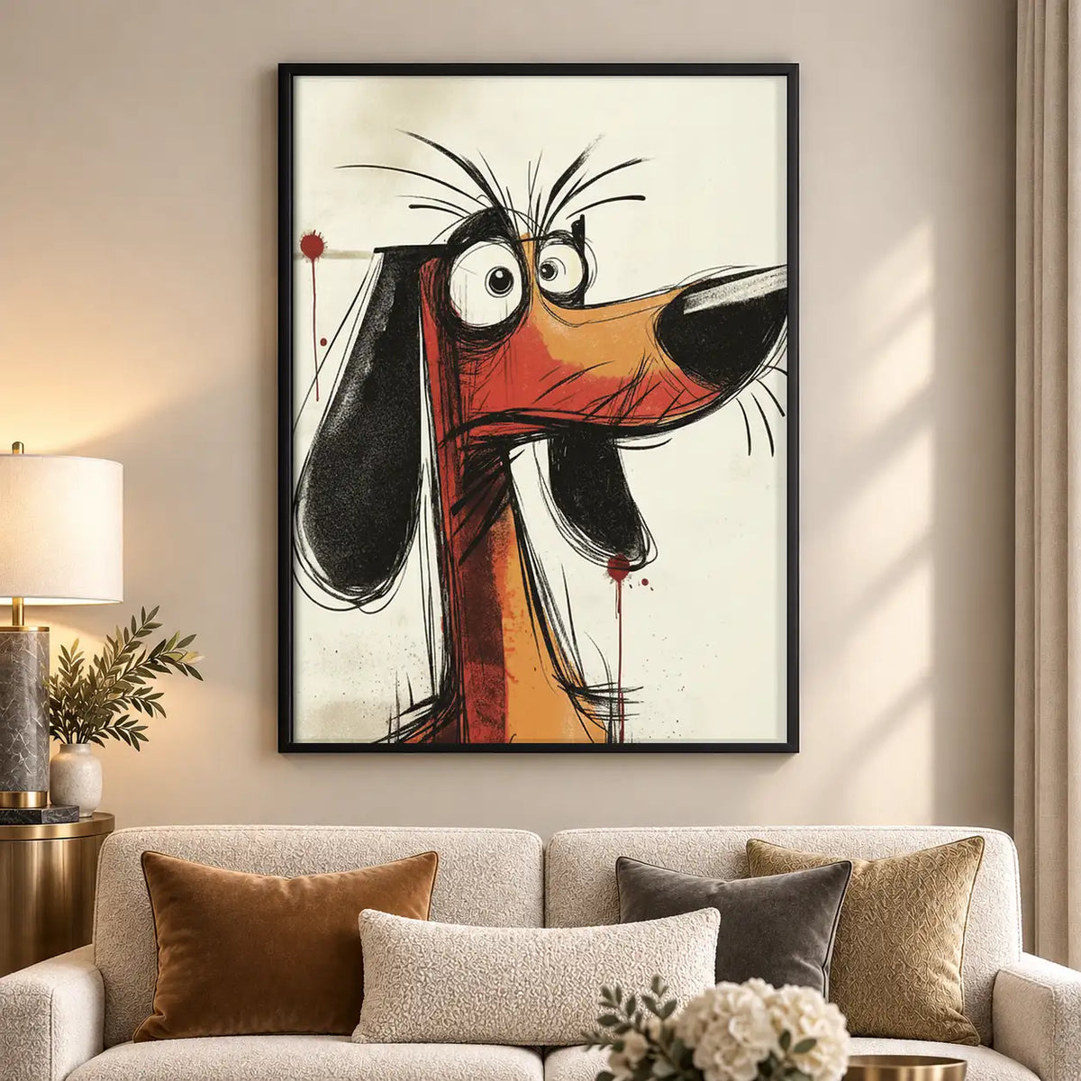 Funny Long-Nose Dog Portrait Wall Art 5