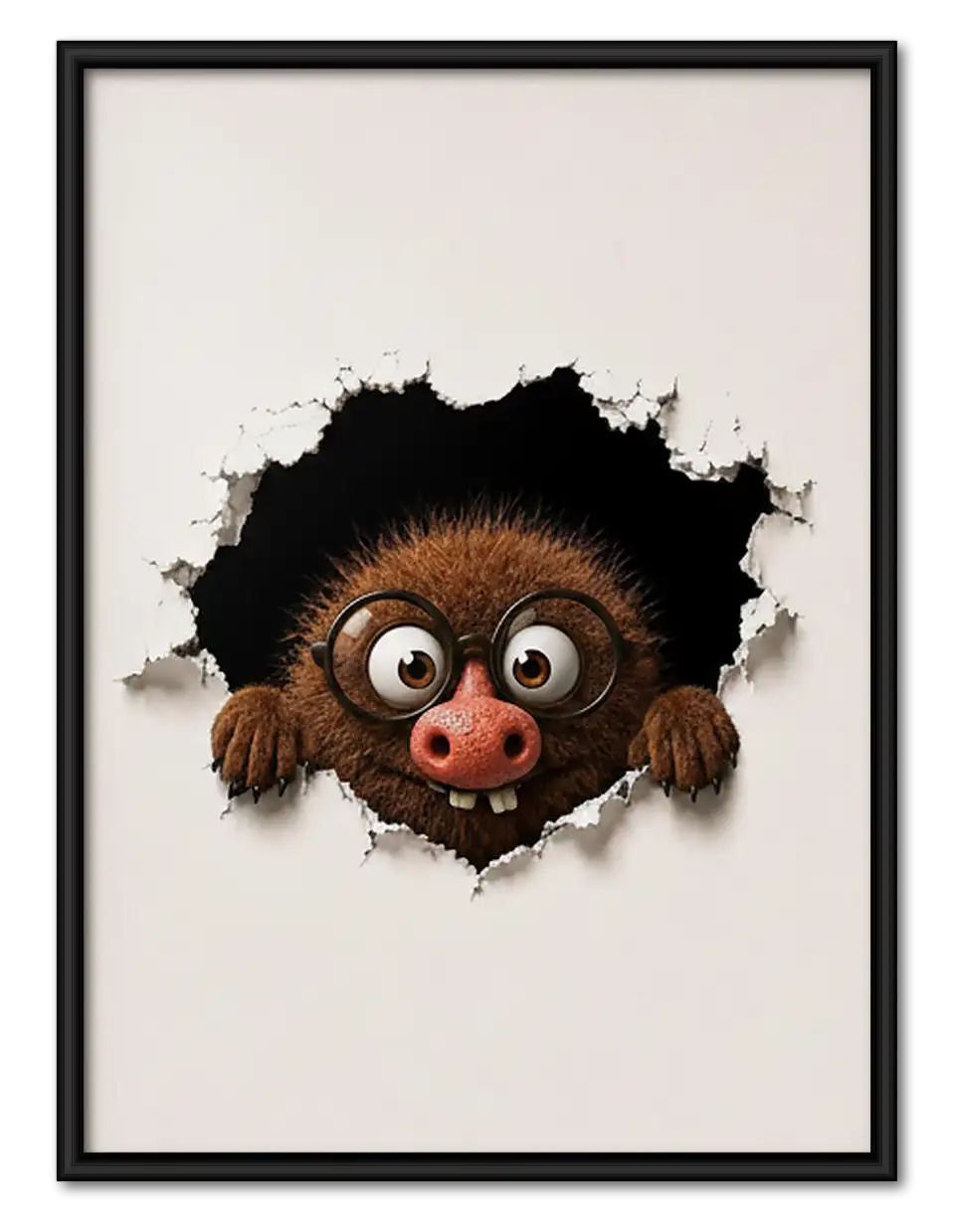Funny Monkey Peeking through Wall Wall Art 1