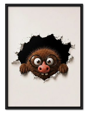 Funny Monkey Peeking through Wall Wall Art