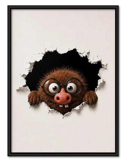 Funny Monkey Peeking through Wall Wall Art 1