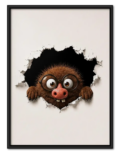 Funny Monkey Peeking through Wall Wall Art