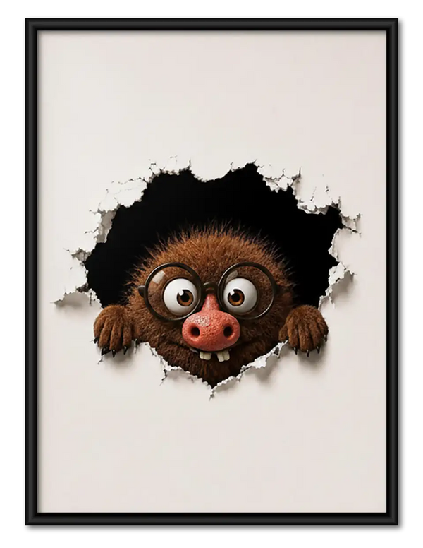 Funny Monkey Peeking through Wall Wall Art