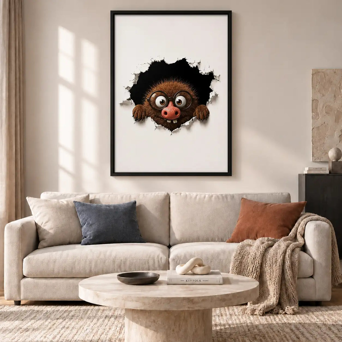 Funny Monkey Peeking through Wall Wall Art 2