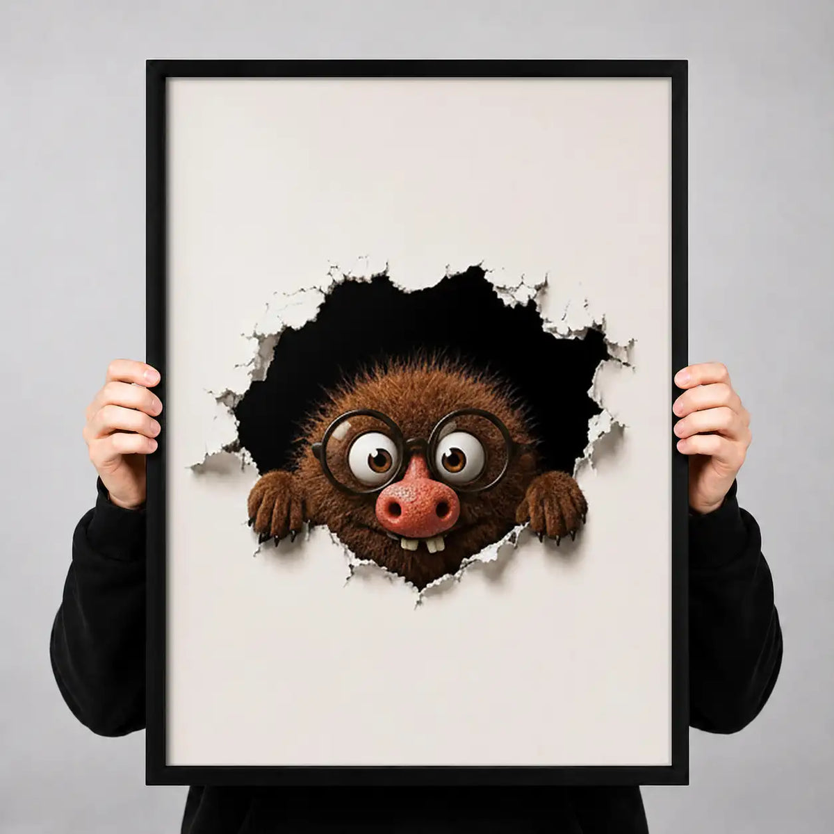 Funny Monkey Peeking through Wall Wall Art 3