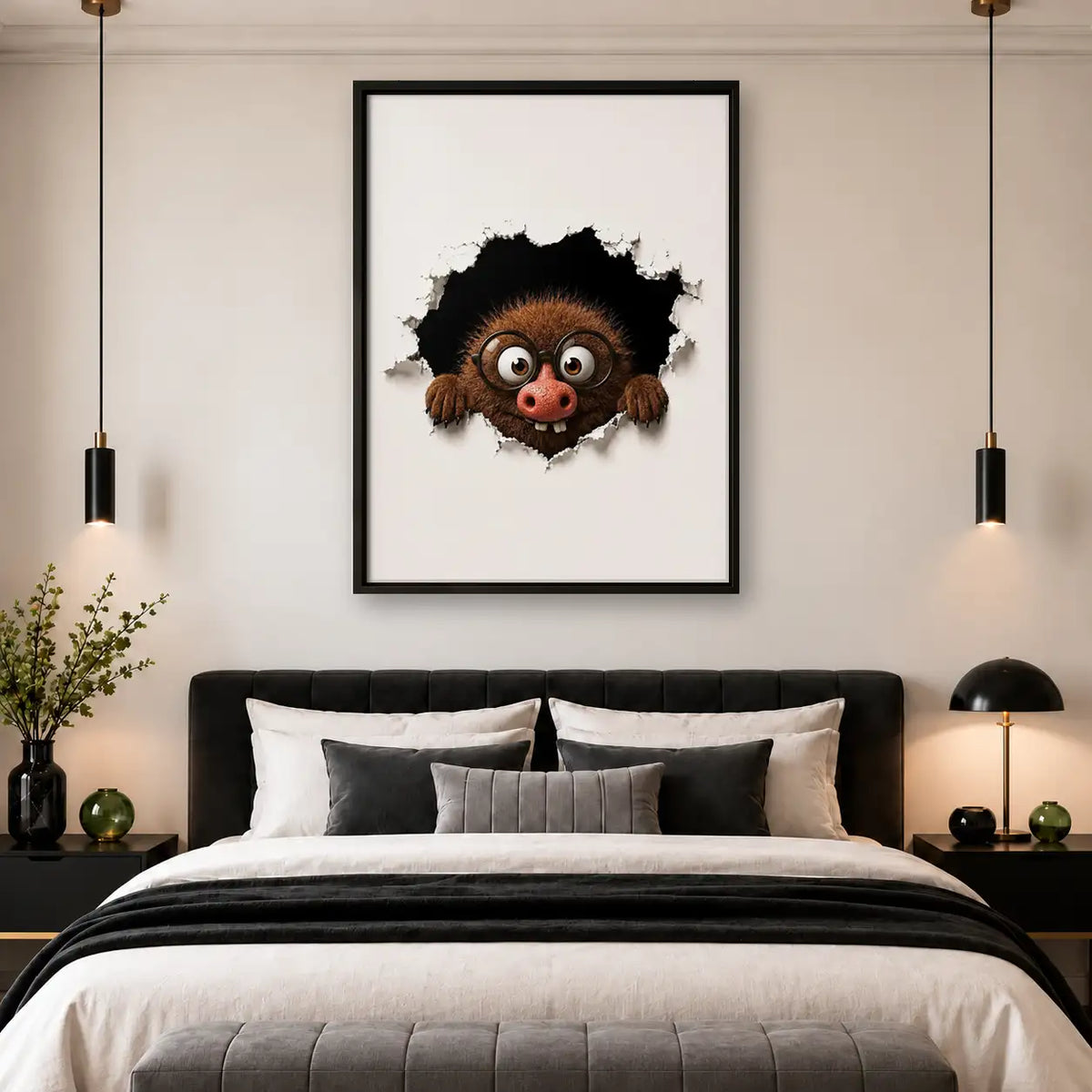 Funny Monkey Peeking through Wall Wall Art 4