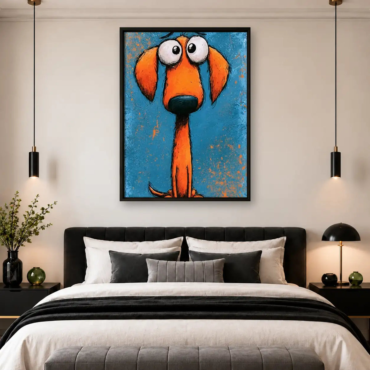 Funny Orange Dog Portrait Wall Art 4