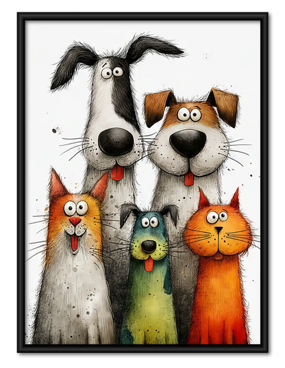 Funny Pet Crowd Portrait Wall Art 1
