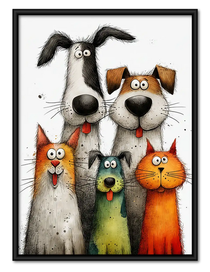 Funny Pet Crowd Portrait Wall Art