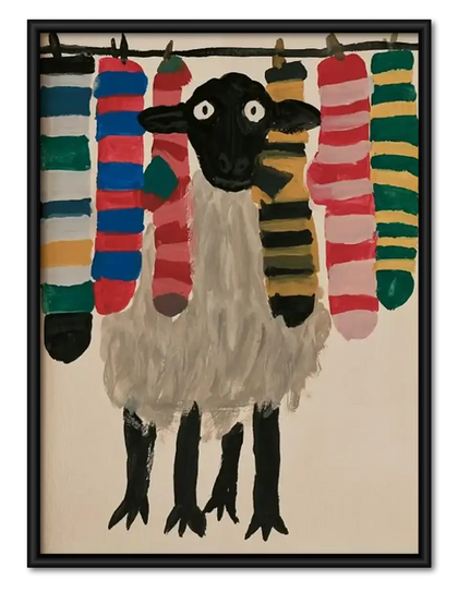 Funny Sheep with Colorful Scarves Wall Art