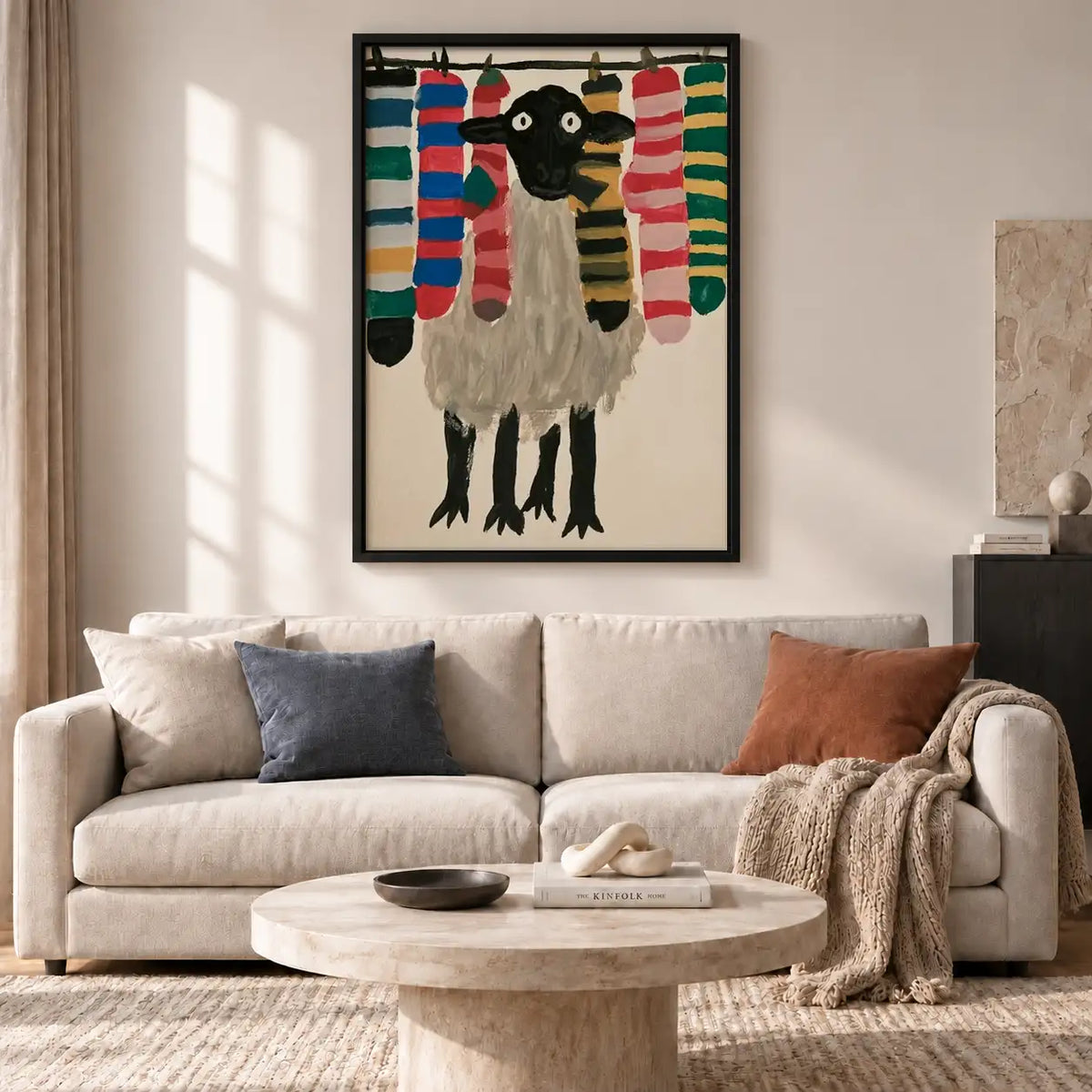 Funny Sheep with Colorful Scarves Wall Art 2