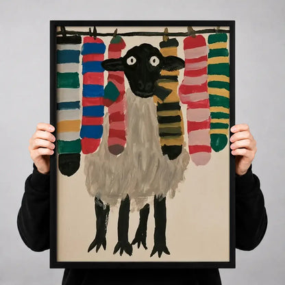 Funny Sheep with Colorful Scarves Wall Art 3