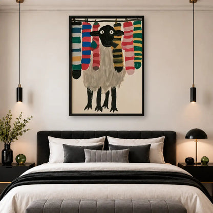 Funny Sheep with Colorful Scarves Wall Art 4