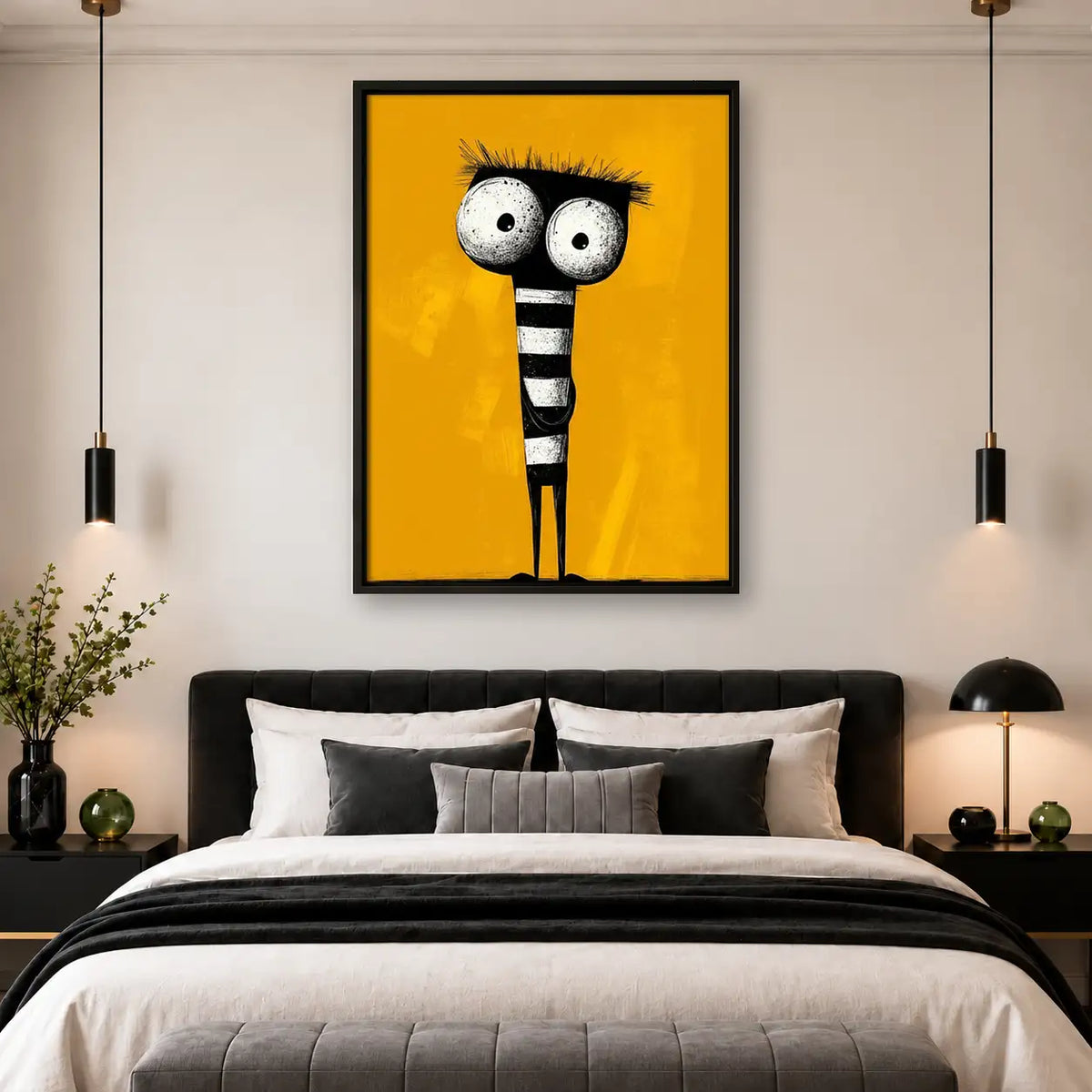 Funny Striped Long Cat Wall Art 4