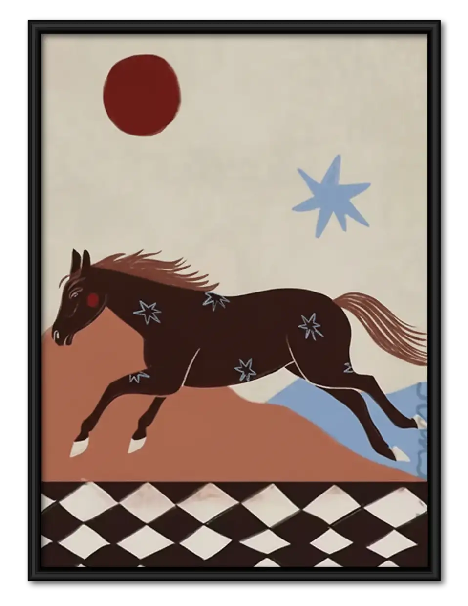 Galloping Brown Horse Geometric Wall Art 1