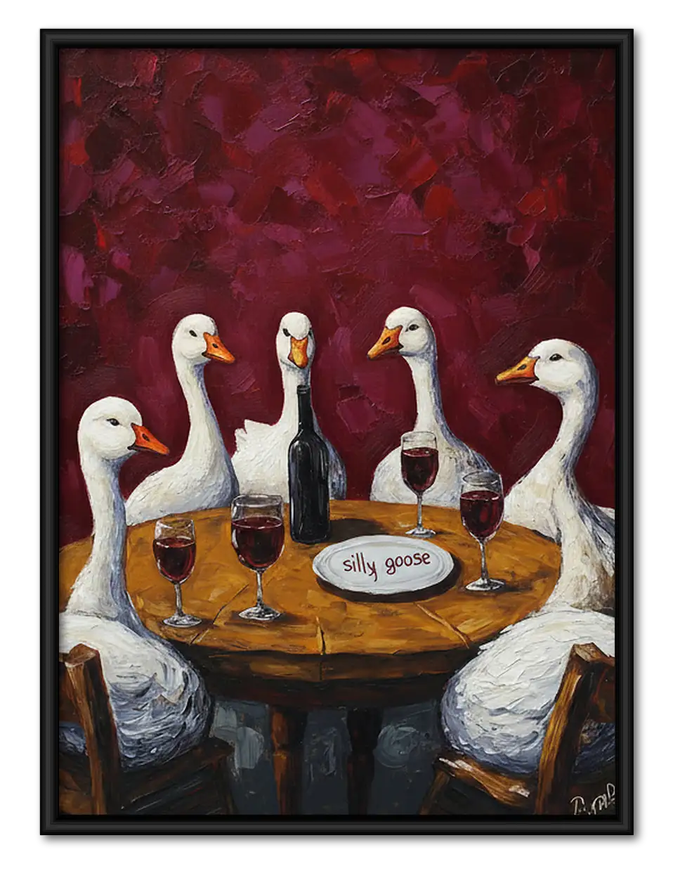 Geese Drinking Wine at Dinner Wall Art 1